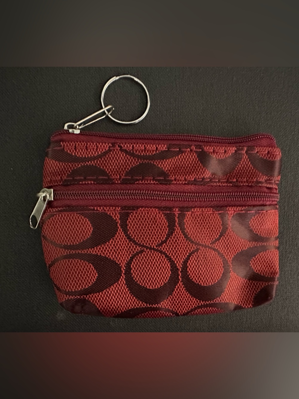 Coach Red Signature Coin Pouch Keychain